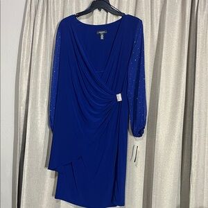 R&M Richards Royal Blue Draped Dress